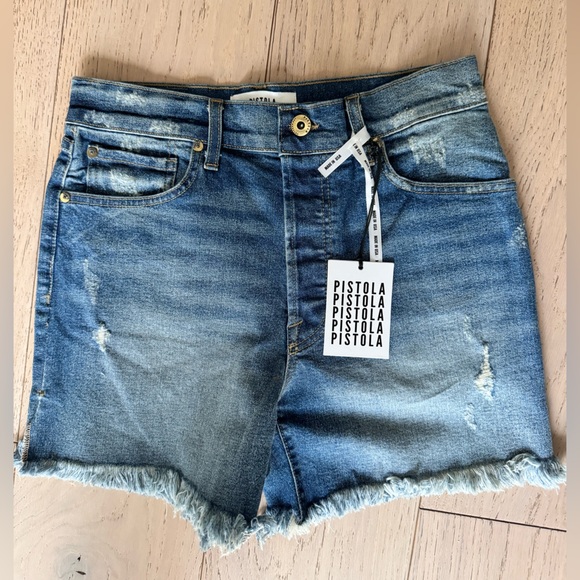 NEW Pistola Devin High Rise mom Jean Short Cutoff in Bluegrass - Picture 2 of 10